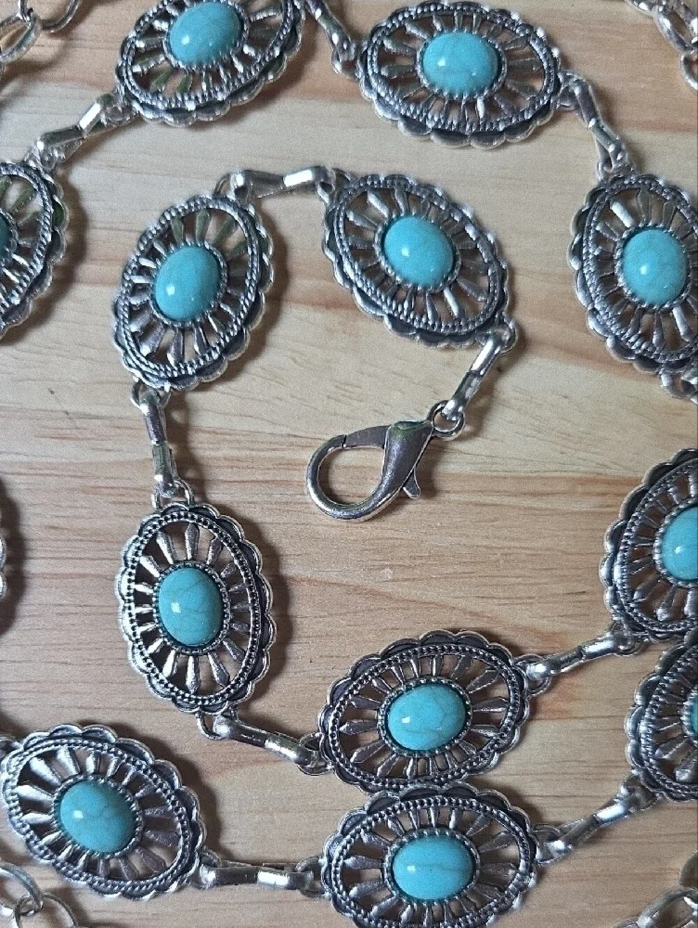 Bohemian Vintage style Faux Turquoise Floral Waist Chain nwot